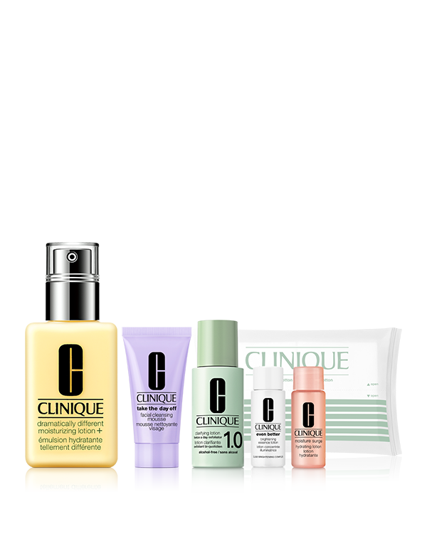 DRAMATICALLY DIFFERENT SET, ＼洗顔料や化粧水など、5つのミニスキンケアがセットに！／<br>3タイプから選べるモイスチャライザー セット。