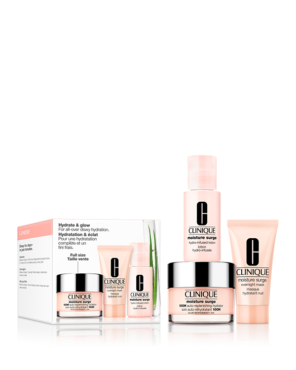 MOISTURE SURGE 100H 50 LOTION &amp; MASK SET 26, 冬の肌を集中保湿。みずみずしい“保水美肌”へ。保湿化粧水＆マスク付・ピンクのジェルクリーム セット